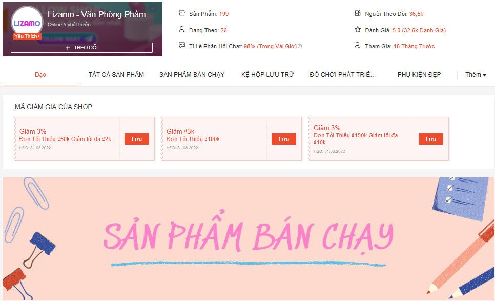 Lizamo - Cửa hàng văn phòng phẩm trên Shopee