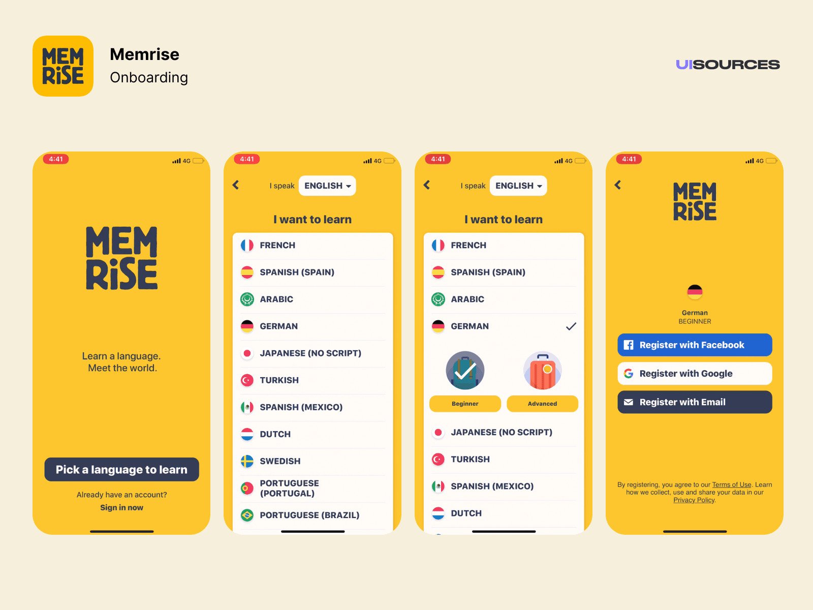 Màn hình ứng dụng Memrise hiển thị bài học ngôn ngữ và video người bản ngữ