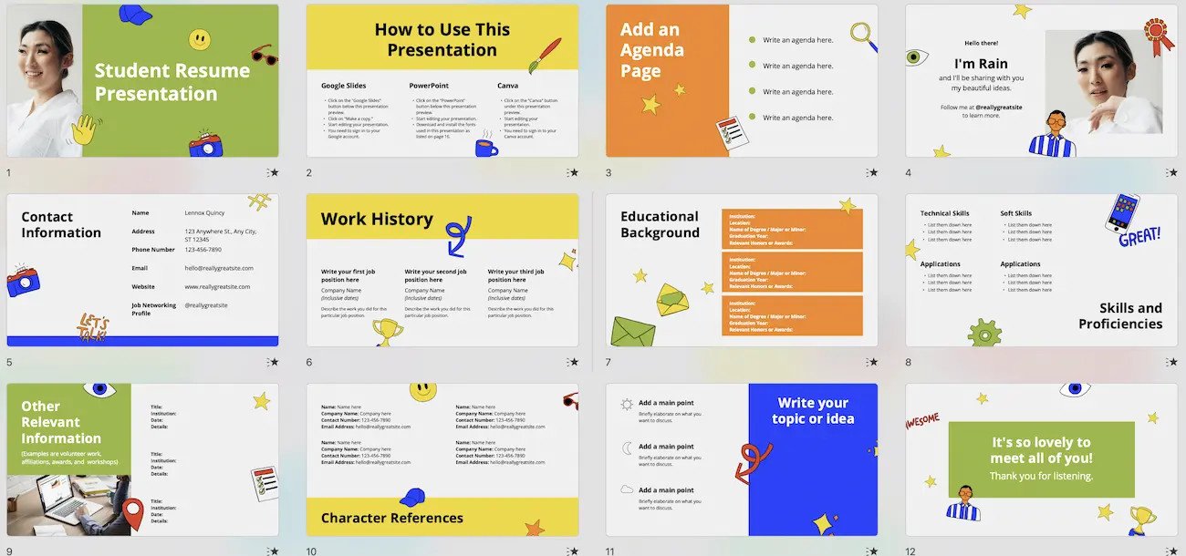 Mẫu PowerPoint giới thiệu cá nhân cho sinh viên vui nhộn
