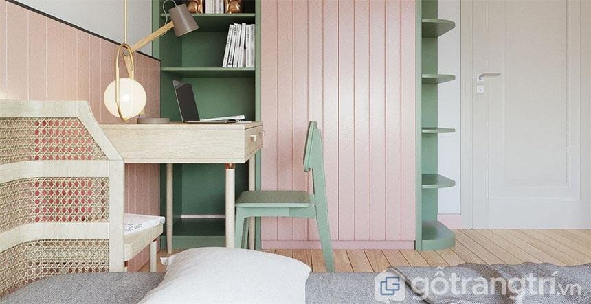 Màu sắc hài hòa, trang nhã tạo không gian học tập dễ chịu và ấm cúng.