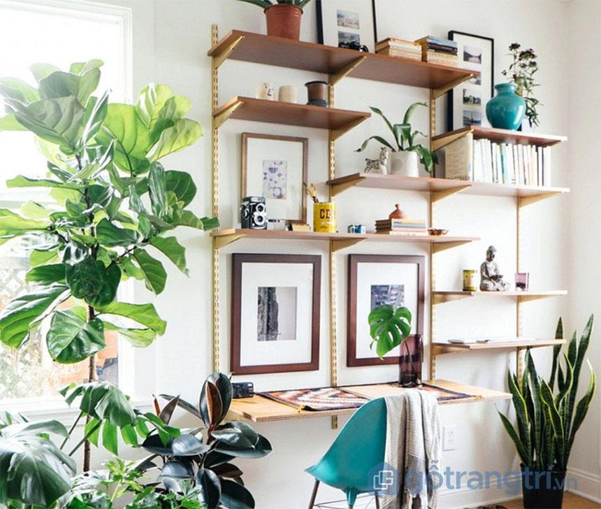 Màu xanh ngập tràn, mang đến sự tươi mát và thư giãn cho góc học tập.