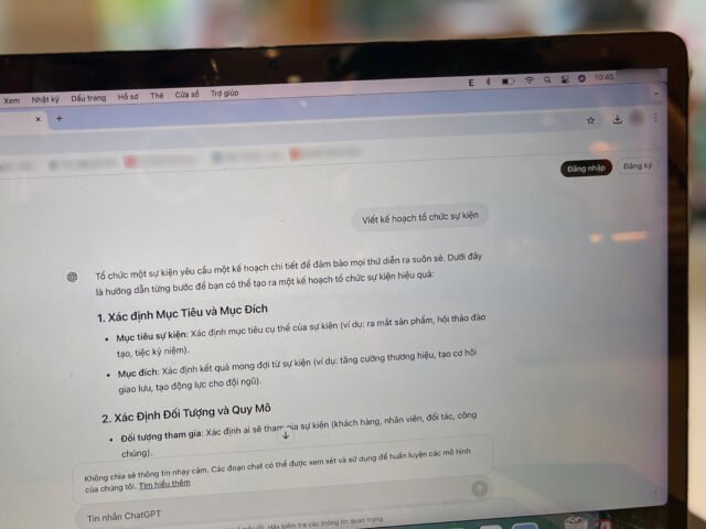 Sử dụng ChatGPT để tạo kế hoạch sự kiện
