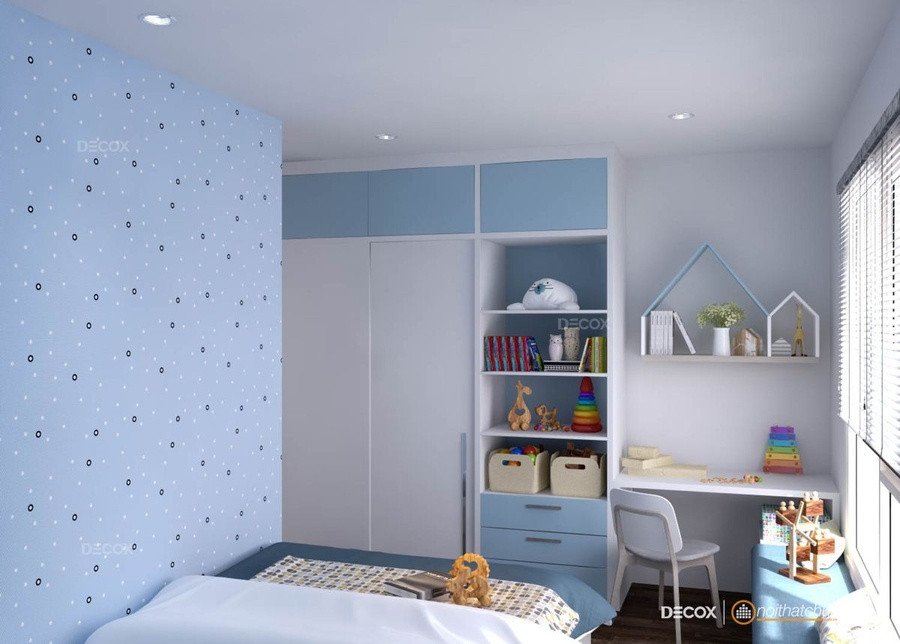 Thiết kế góc học tập cho bé đơn giản nhưng vẫn đáp ứng đầy đủ nhu cầu sử dụng