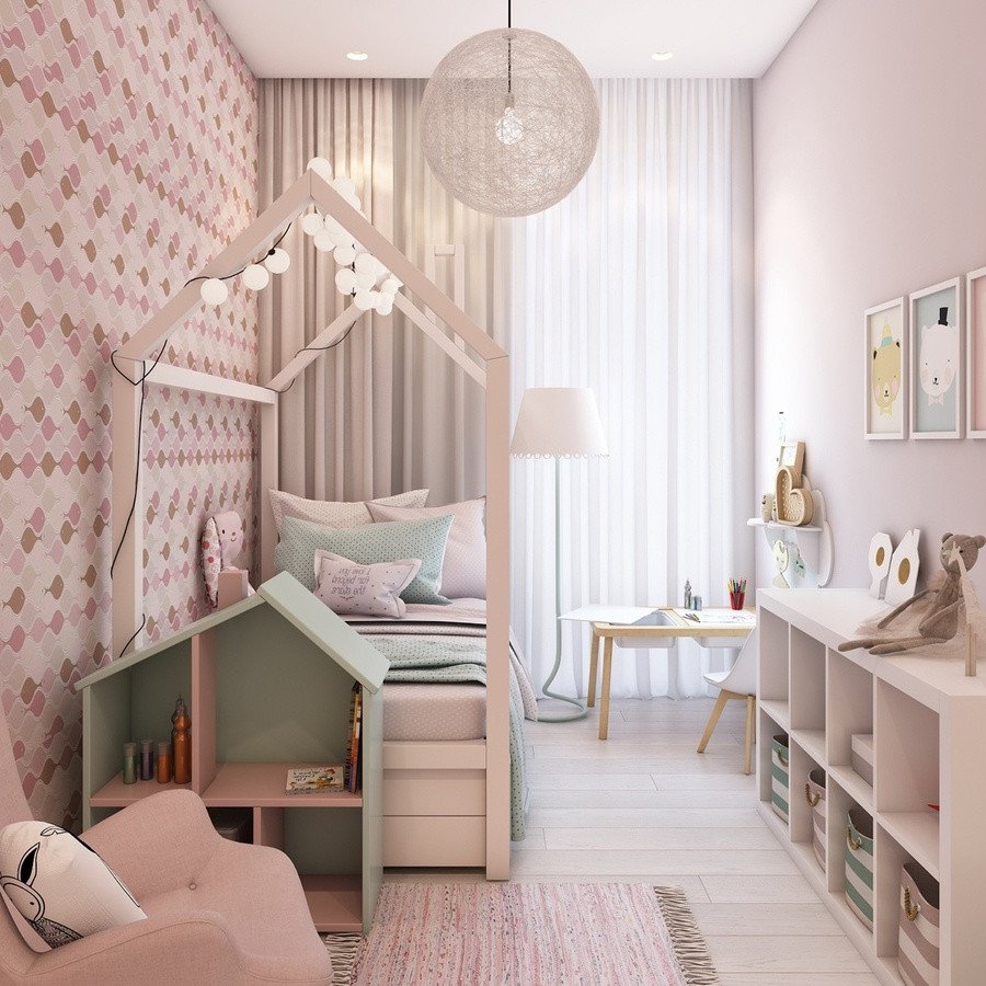 Trang trí góc học tập cho bé gái với tông màu hồng nhẹ nhàng