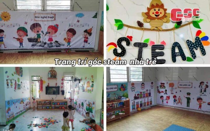 Trang trí góc học tập STEAM cho nhà trẻ