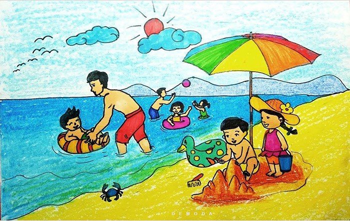 Tranh vẽ đề tài học tập qua chuyến du lịch trải nghiệm cùng gia đình