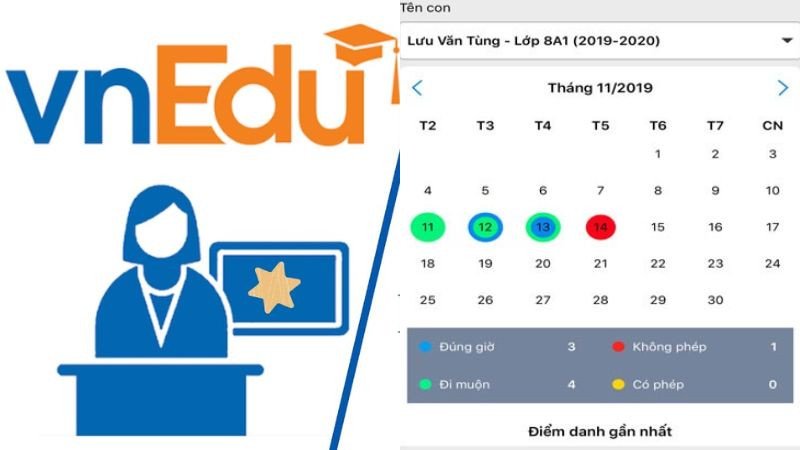 VnEdu lịch điểm danh và thời khóa biểu