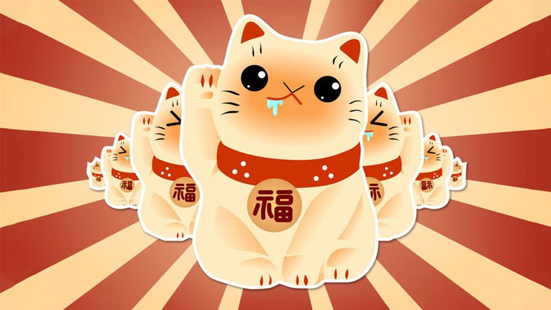 Hình nền mèo Thần Tài rực rỡ, chiêu gọi năng lượng tích cực và thành công trong các kỳ thi