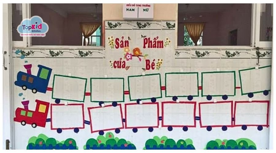 Mẫu trang trí góc học tập STEM trưng bày sản phẩm của bé