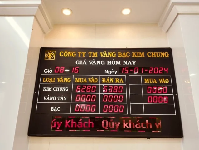 Bảng giá vàng Kim Chung Thanh Hóa chi tiết