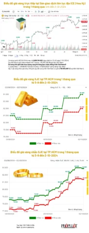 Biểu đồ giá vàng nhẫn SJC so với vàng thế giới