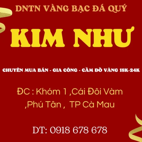 Cửa hàng vàng tại Cà Mau trưng bày sản phẩm