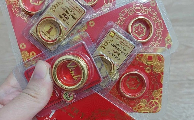 Vàng nhẫn Mi Hồng được trưng bày